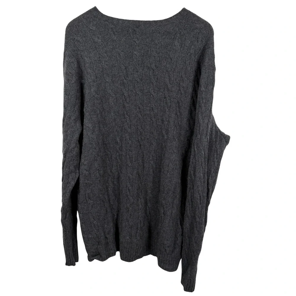 Polo Ralph Lauren Cable Knit Sweater Mens XLT Grey Excellent Wool Cashmere Blend